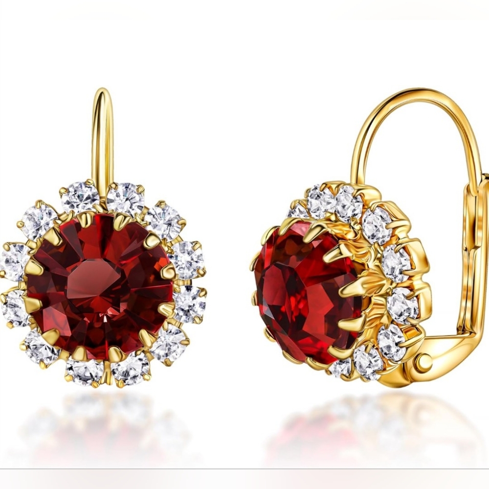 NEW 18K Gold Plated Crystal Flower Earrings Cubic Zirconia Earrings for Women